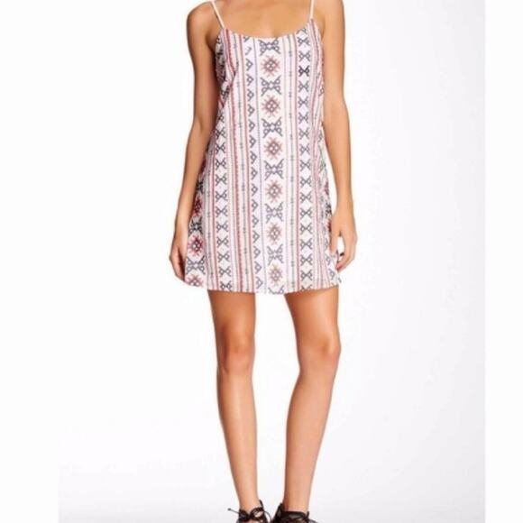 Sam Edelman Cross Stitch Red White Blue Embellished Slip Dress Size Medium NWT - Picture 1 of 9